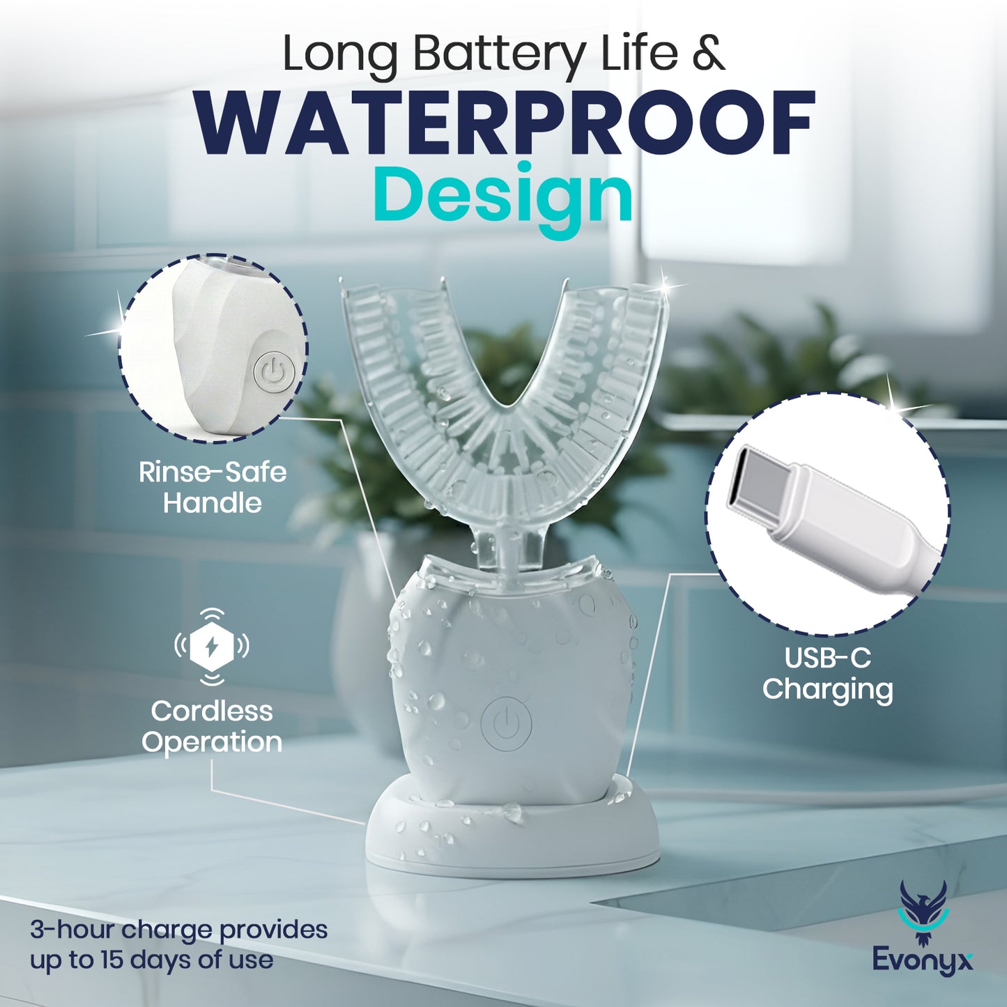 Evonyx Aqua™ – 30 Second Sonic Toothbrush